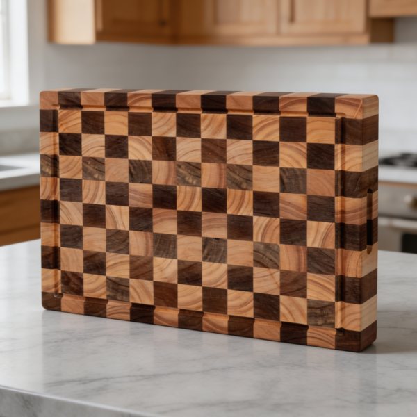 20x15 Acacia End Grain Cutting Board Juice Groove