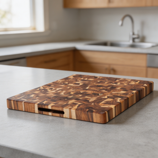 Large End Grain Teak Butcher Block Cutting Board FSC